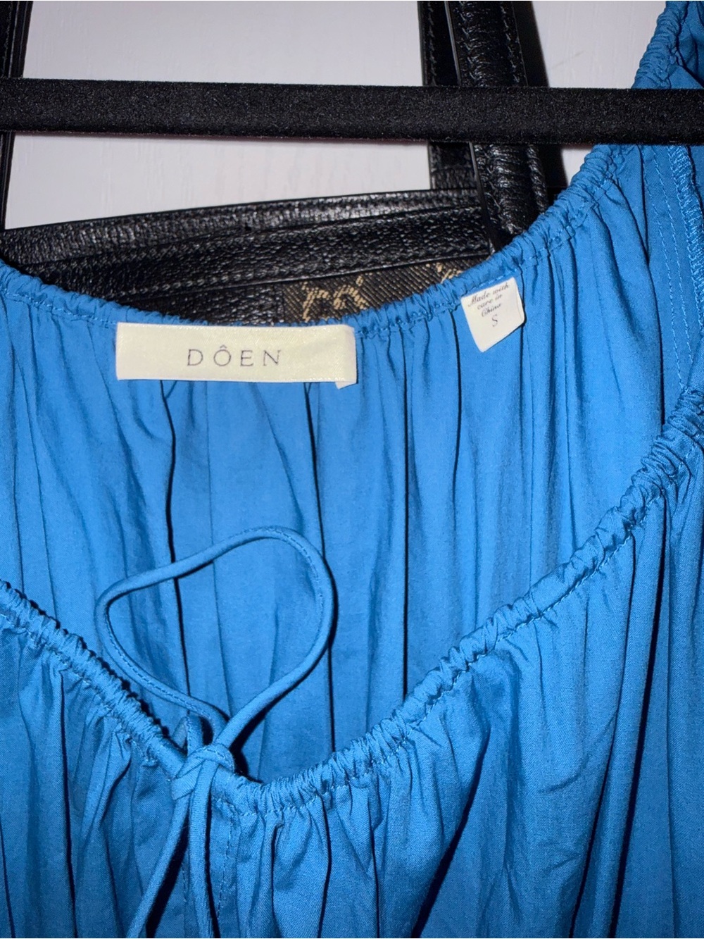 Doen Bright Blue Tie-Front Peasant Dress S Quinn Pristine - Picture 4 of 7